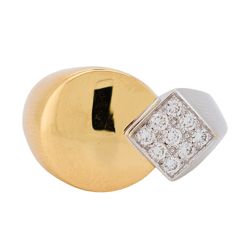 Bague 52 FRED - Bague style Chevalière, Or 18 Carats Bicolore et Diamants 58 Facettes 536