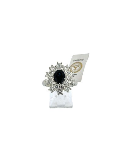Bague 53.5 Bague or blanc saphir et diamants 58 Facettes
