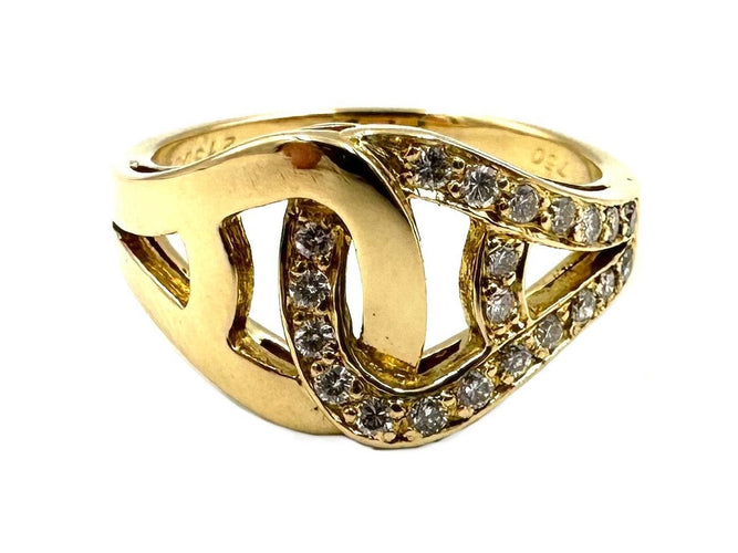 Bague 52 CARTIER. Bague vintage or jaune et diamants 58 Facettes
