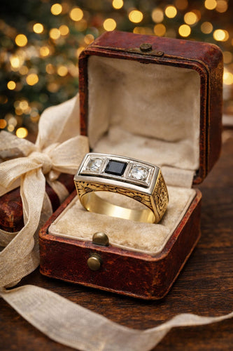 Bague 59 Bague vintage en or jaune et platine avec saphir et diamants 58 Facettes 50394