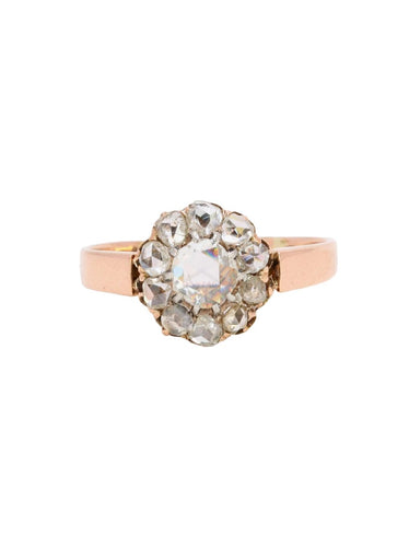 Bague 58 Bague marguerite or rose diamants taille rose 0.7 carat 58 Facettes 1090.4
