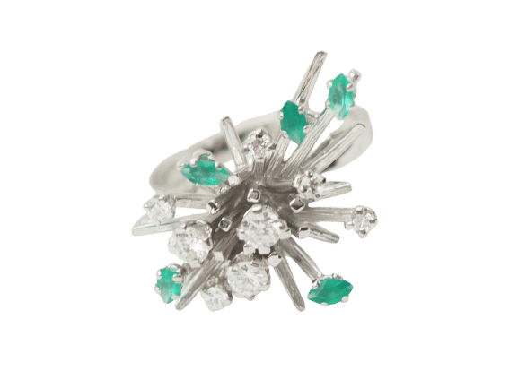 Bague 58 Bague en or blanc, émeraudes et diamants 58 Facettes 33303