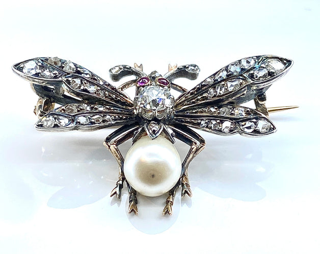 Broche Broche Mouche Perle Fine & Diamants 58 Facettes AB298