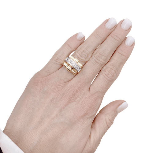 Bague 52 Bague Tank en or jaune, platine, diamants. 58 Facettes 34444