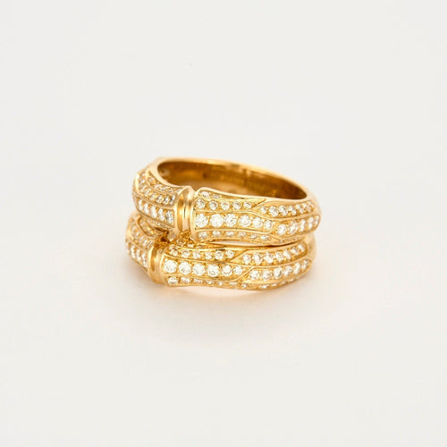 Bague 55 CARTIER - "bambou" bague or jaune et diamants 58 Facettes