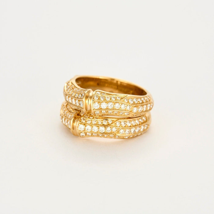 Bague 55 CARTIER - "bambou" bague or jaune et diamants 58 Facettes