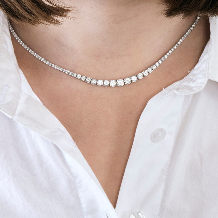 Collier Collier tennis or blanc et diamants 58 Facettes