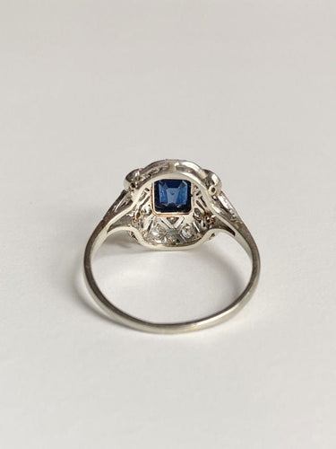 Bague 59 Bague Art Déco en or blanc et platine 58 Facettes