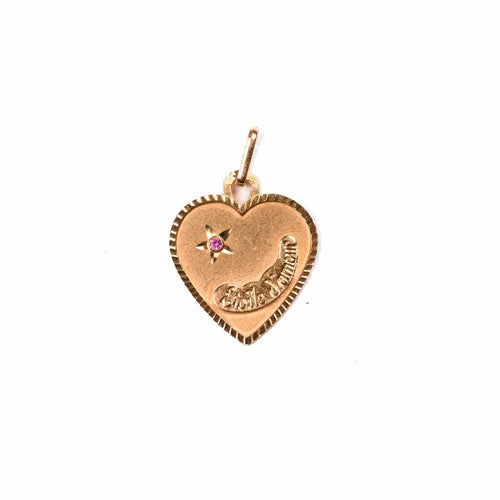 Pendentif Médaille cœur Etoile d'amour vintage en or jaune 58 Facettes 267