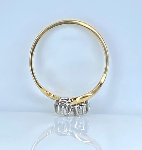 Prsten Toi & Moi žluté a bílé zlato, diamanty 