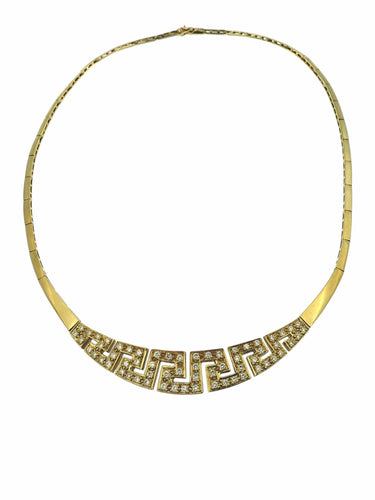 Collier Vintage Italian Chocker Necklace Or jaune et Diamants 58 Facettes