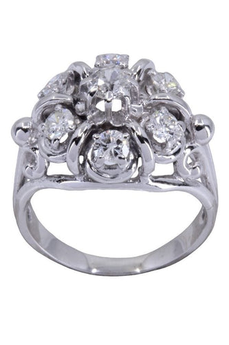 Bague 52 Bague fleur or blanc et diamants 58 Facettes 087651