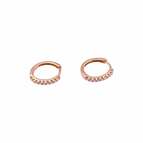Boucles d'oreilles Paire de petites créoles en or rose, diamants. 58 Facettes 34971