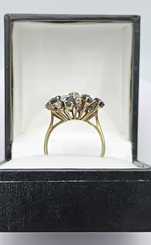 Bague 51 Bague fleur vintage en or 14k sertie de saphirs et diamants 58 Facettes