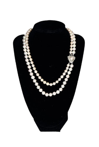 Collier Collier Choker double rang perles de culture fermoir argent 42 Cm 58 Facettes