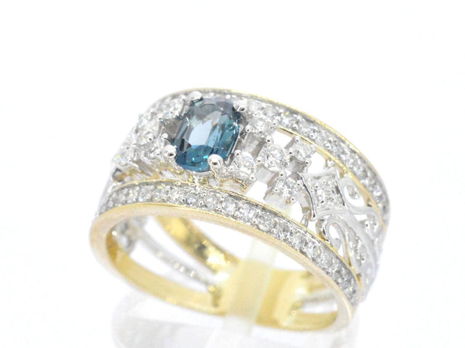 Bague 54 Bague exclusive en or sertie de diamants et d'une pierre précieuse 58 Facettes 2329