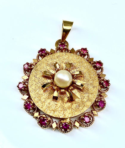 Pendentif Pendentif porte photo perle et pierres rouges 58 Facettes AB307