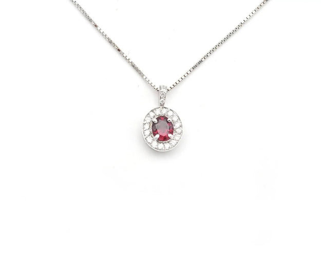 Collier Collier en or blanc avec rubis ovale de 0,45 ct et diamants naturels 58 Facettes 14483