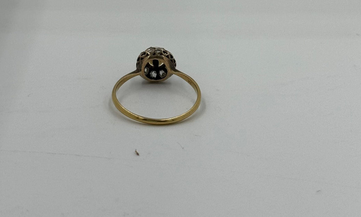 Yellow gold diamond beaded ring
