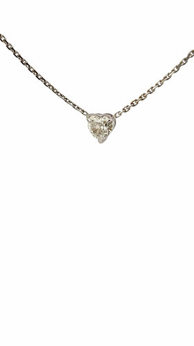 Collier Ras de cou or blanc diamant cœur 0,74 carat 58 Facettes
