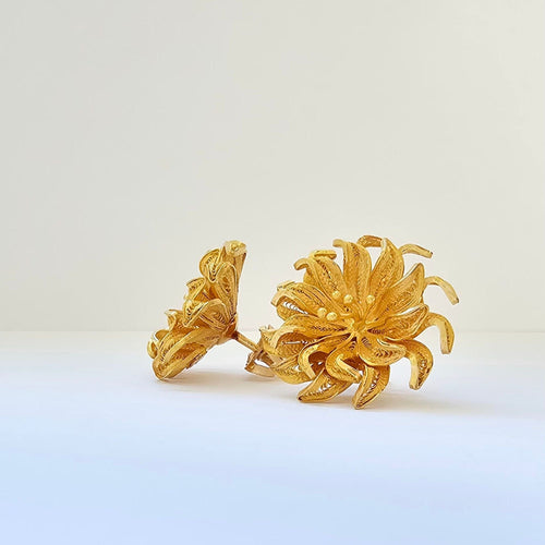 Boucles d'oreilles Boucles d’oreilles motif floral en or jaune 58 Facettes GEL-ER-FLW-YG