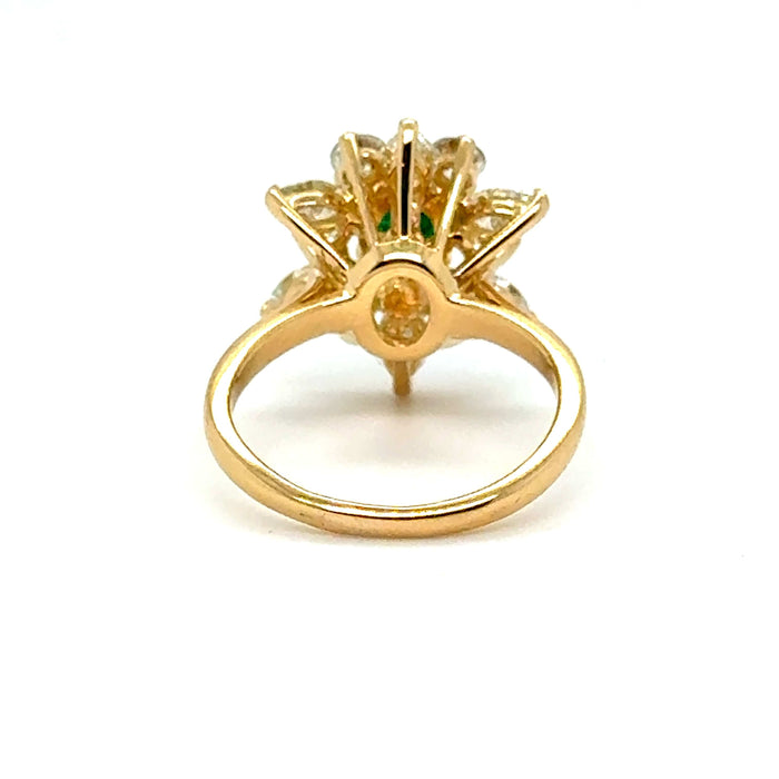 Bague Marguerite Or jaune - Emeraude et Diamants 58 Facettes 1.0000372/1