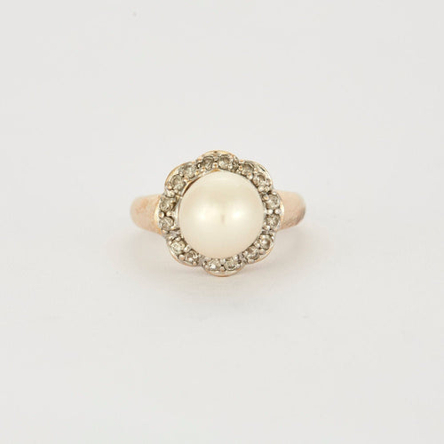 Bague Bague avec perle et diamants 58 Facettes 240171