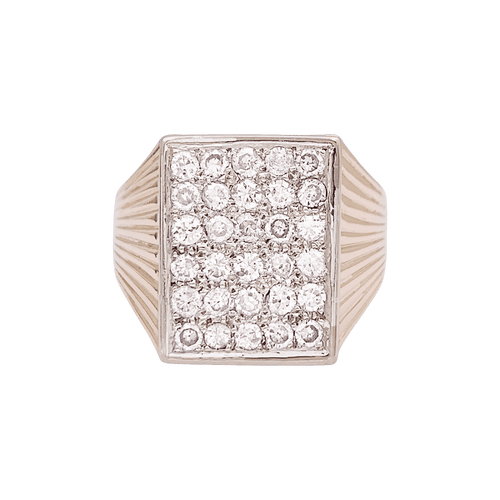 Bague 61 Bague chevalière or jaune, diamants. 58 Facettes 34448