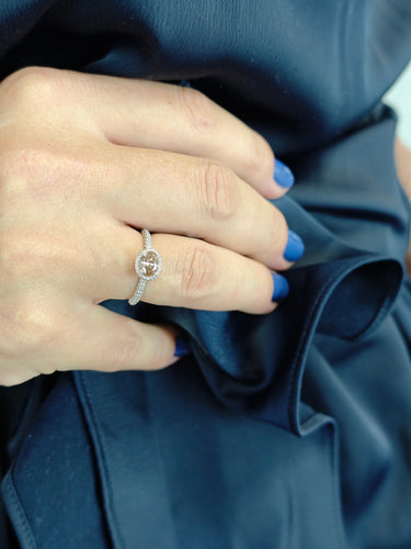 Bague 55 Bague en or avec diamant champagne et diamants blancs 58 Facettes AO-0002