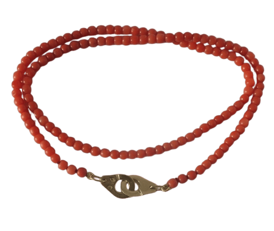 Collier Collier choker perles de corail en or jaune 18k 58 Facettes