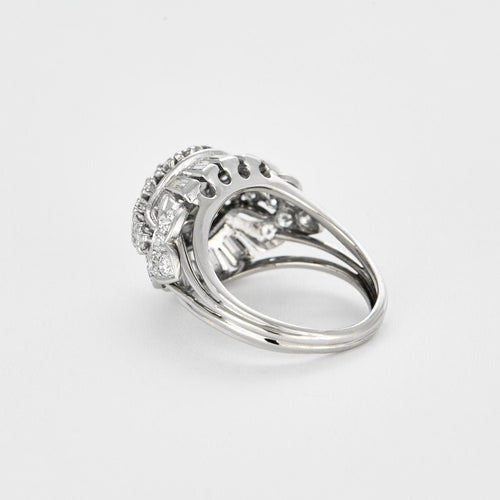 Bague 57 Bague dôme or blanc et diamants 58 Facettes LJ19