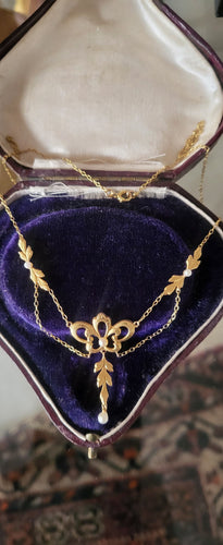 Collier Feston Art Nouveau en or jaune 58 Facettes