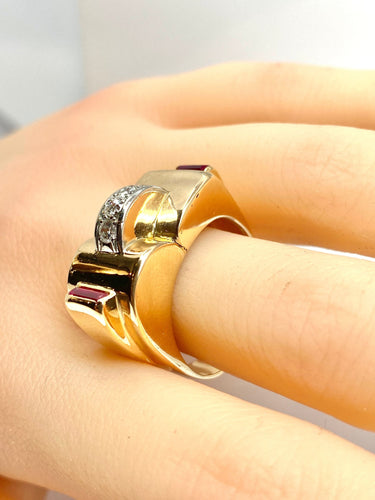 Bague 60 Bague TANK or jaune diamants 58 Facettes AB603