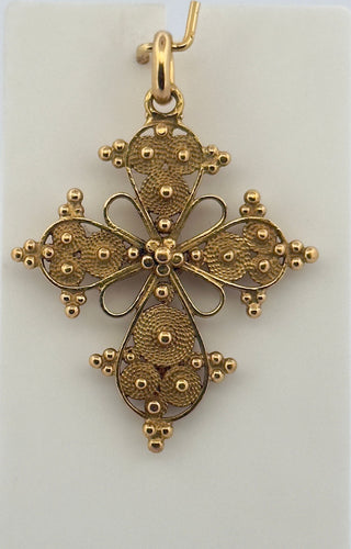 Pendentif Pendentif croix vintage en or jaune 18 carats 58 Facettes