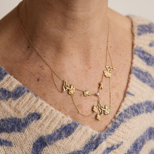 Collier Collier draperie aux oeillets, or jaune, travail français 58 Facettes