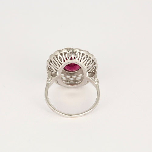 Bague 56 Bague or blanc rubellite diamants 58 Facettes