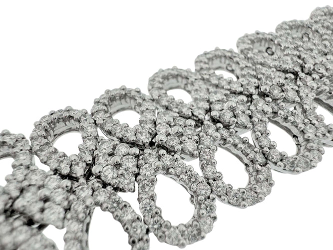 Bracelet Bracelet or blanc certifié HRD serti de 800 diamants naturels 58 Facettes
