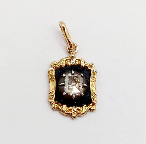 Pendentif Pendentif victorien or 18k et argent diamant table 5mm (circa 1850) 58 Facettes A06304