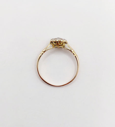 Bague 48.5 Bague marguerite or jaune, diamants taille ancienne (circa 1900) 58 Facettes A06229