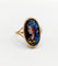 Art Nouveau ring Limoges enameled plaque female profile in 18k gold 