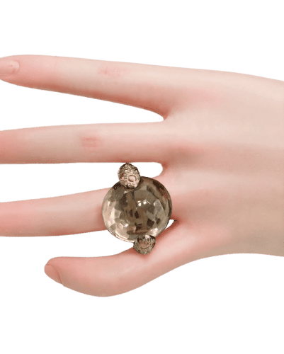 Bague 51 Pomellato - Bague Tango en or rose, quartz fumé et diamants bruns 58 Facettes