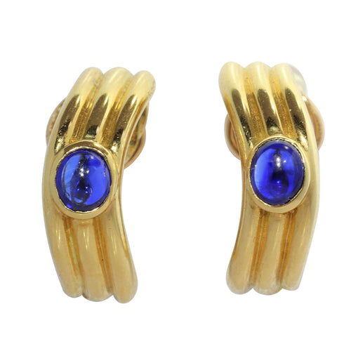 Boucles d'oreilles Boucles d'oreilles vintage signées Boucheron serties de saphirs cabochons 58 Facettes 17342-0280