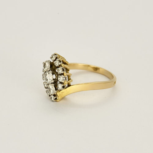 Bague 57 Bague mouvementée en or jaune, platine et diamants 58 Facettes FON2416