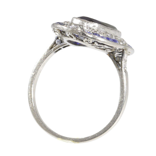 Bague 54 Élégance Art Déco Vintage : Bague Saphir et Diamant au Passé Passionné 58 Facettes 23271-0609