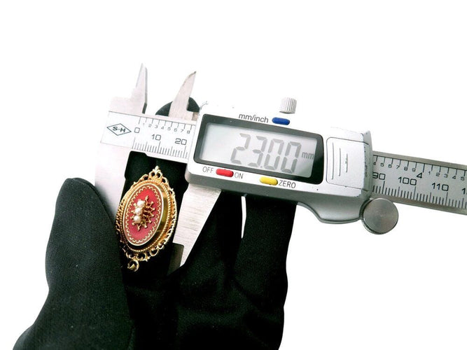 Pendentif vintage pendentif broche medaillon porte photo perles en or jaune 18k 5.9g xxeme 58 Facettes 268154