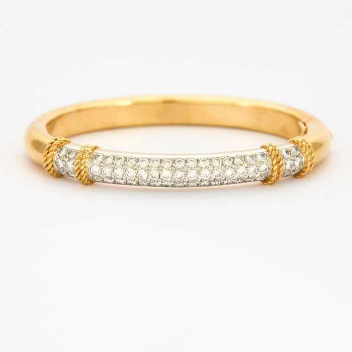 Bracelet FRED - Bracelet Vintage ISAURE or jaune, platine et diamants 58 Facettes