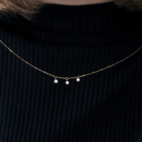 Collier COLLIER L OR ROSE 3 DIAMANTS 0,09ct 58 Facettes M8927