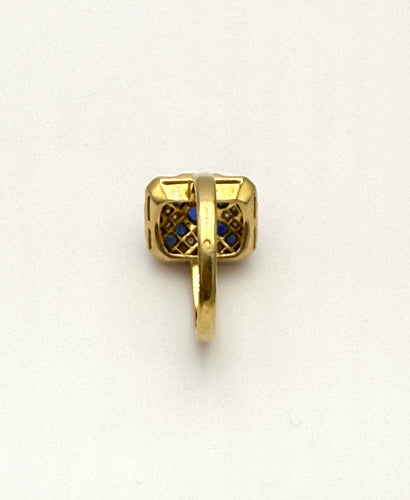 Bague 53 Bague vintage style Art Déco or jaune, saphirs et diamants 58 Facettes