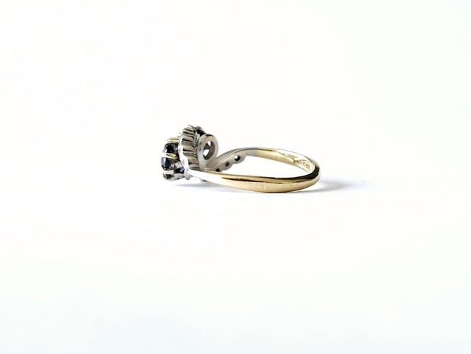 Bague 50 Bague Toi et Moi or jaune - Diamant et saphir 58 Facettes