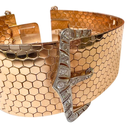 Bracelet Bracelet en or jaune avec diamants 1940-1945 58 Facettes A2631